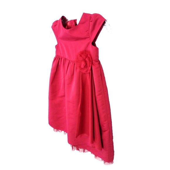 Baby Gap Girl's Short Sleeve High Round  Neckline Satin Feel Red Dress Size 5 - Picture 3 of 7